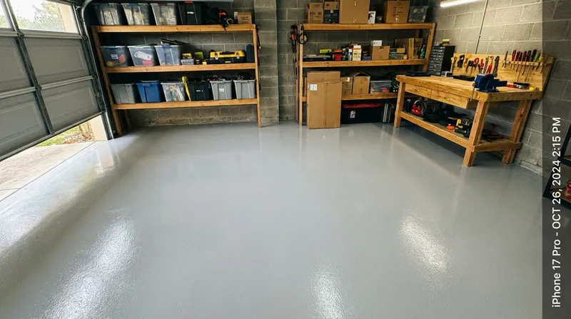 Finished concrete garage floor in Erie, PA