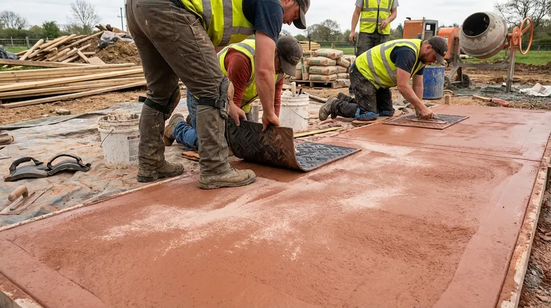 Stamped concrete being installed in Erie, PA